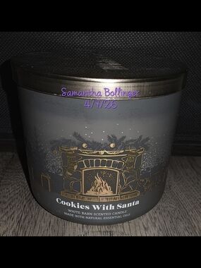 Bath & Body Works 3-Wick Candle Cookies With Santa
